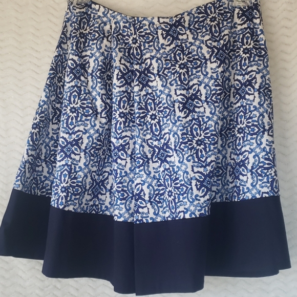 Milly Blue and White Patterned Midi Skirt - Picture 2 of 6